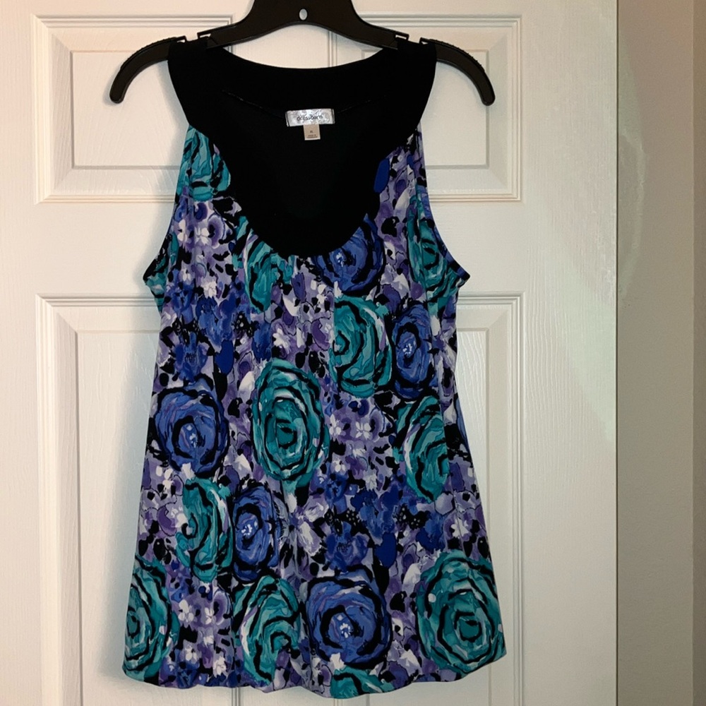Dress Barn Floral Sleeveless Dress Top with Inner Lining - Size X-Large